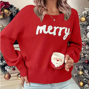 2025 Christmas Sweater Christmas Round Neck Long Sleeve Pull