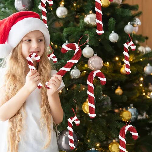 Christmas Candy Canes Acrylic Xmas Tree Hanging Twisted Crut