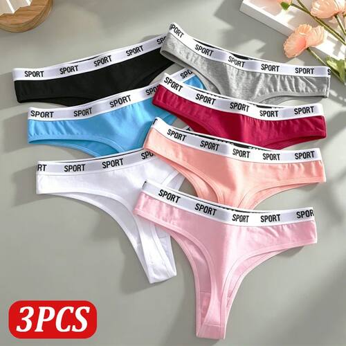 3Pcs/Set Seamless Cotton Panties For Women Soft Letter Embro