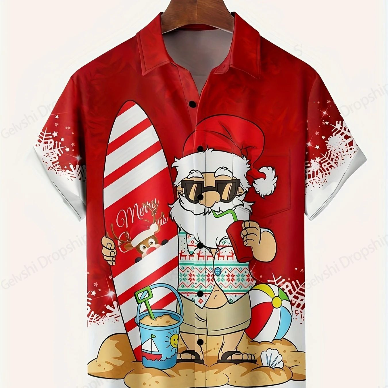 Men's Retro Christmas Hawaiian Shirt Men Women Fashion Carto