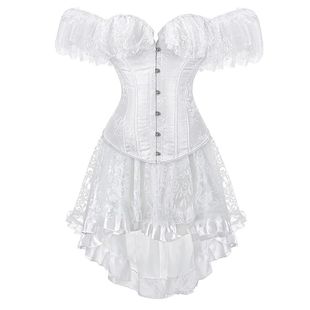 White Corset Dress Wedding Bride Tutu Skrits Lace Set Plus S
