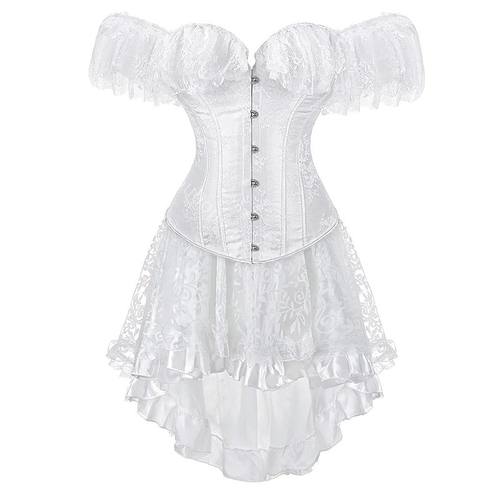 White Corset Dress Wedding Bride Tutu Skrits Lace Set Plus S