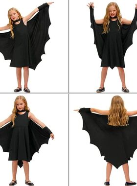 Kids Boys Girls Halloween Bat Costume Black Cape Dress Up Pa