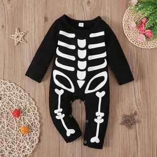 Baby Cosplay Costume Skeleton Print Long Sleeve Round Neck R