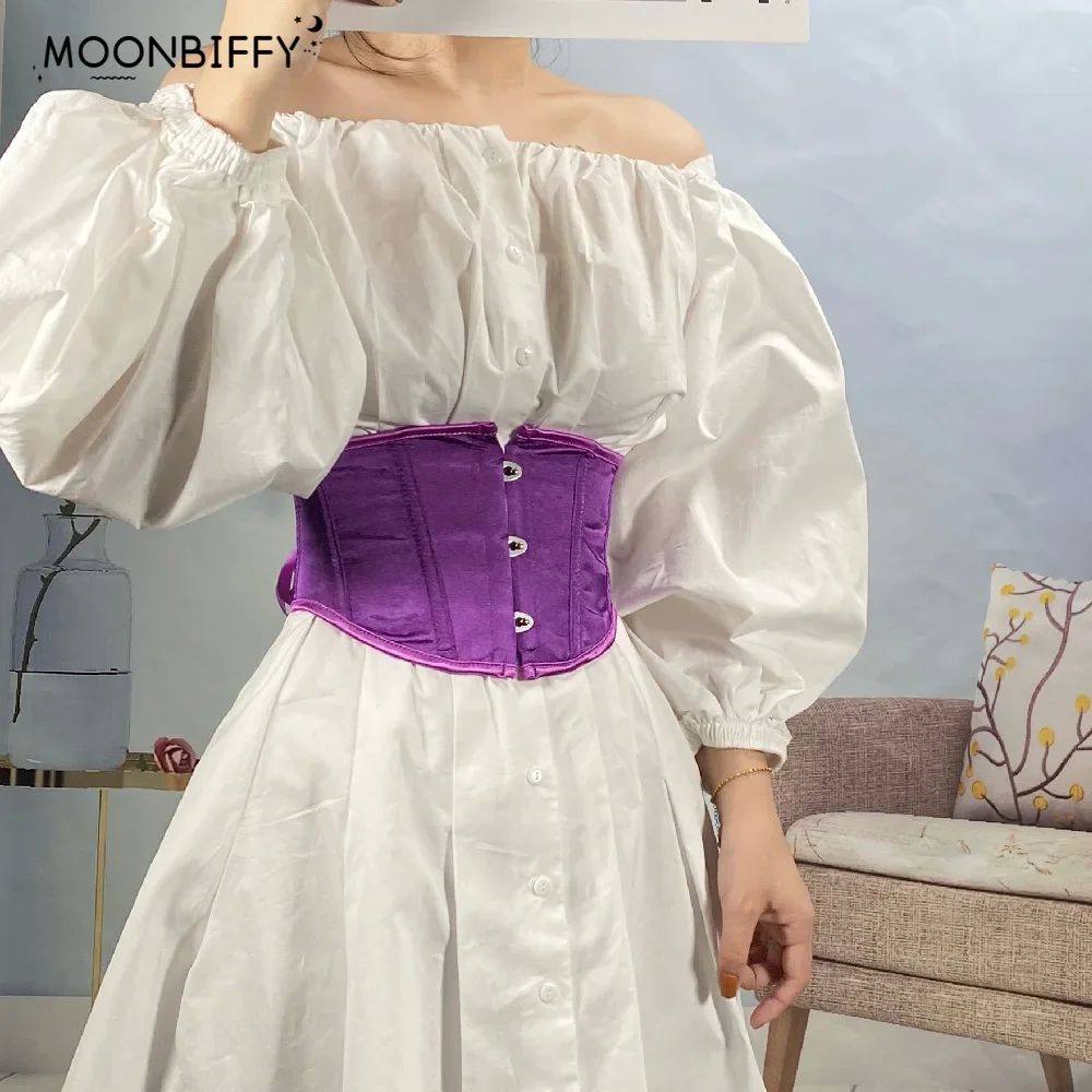 Short Torso Underbust Corset Satin Bustier Fish Boned Waist