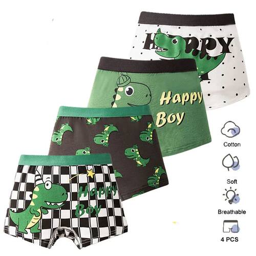 4 Pcs/Set Kids Boys Underwear Cotton Children Boxer Shorts D