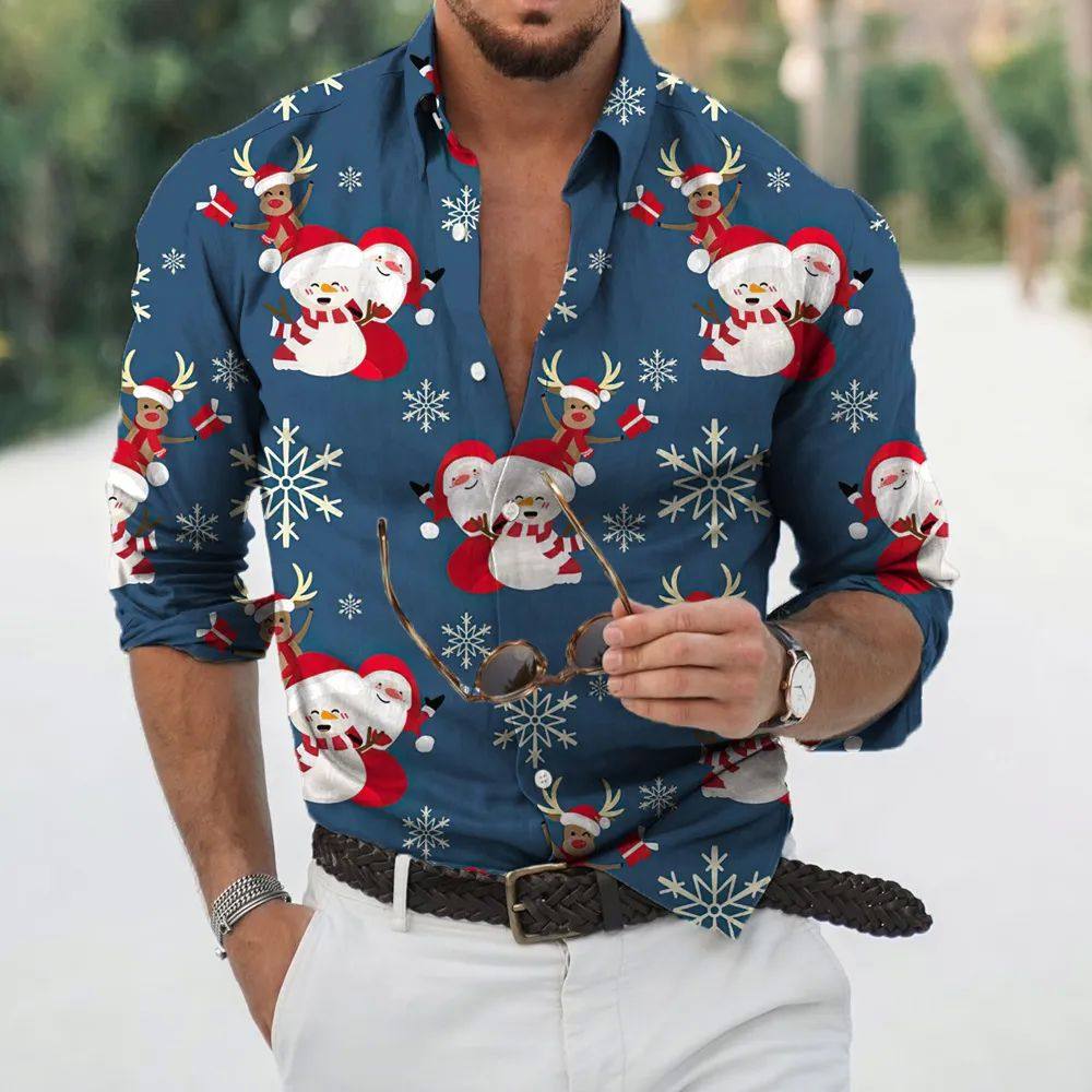 2024 Party Men's Christmas Shirt Pattern 3D Printing Men's