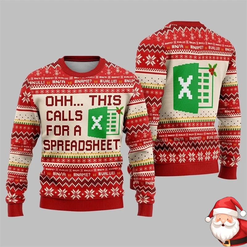 Personality Work Spreadsheet Christmas Funny Ugly Sweater Wo