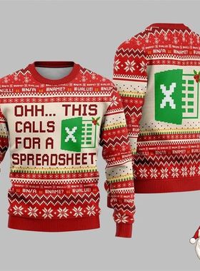 Personality Work Spreadsheet Christmas Funny Ugly Sweater Wo