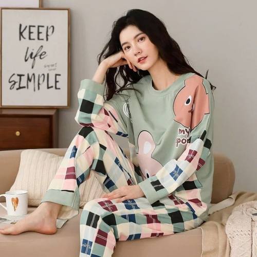 Fall and Winter Women's Suit Pajamas Long-Sleeved Long Pants