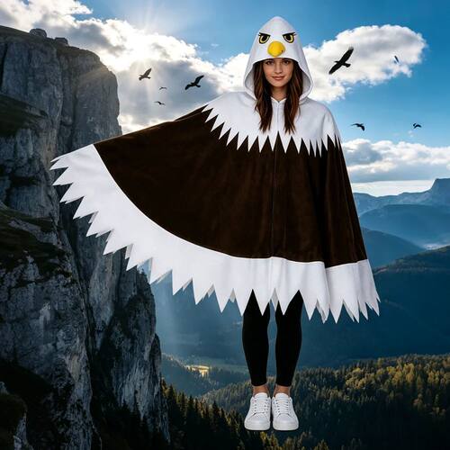 Bald Eagle Hooded Poncho Costume Eagle Bird Cape Outfit Anim