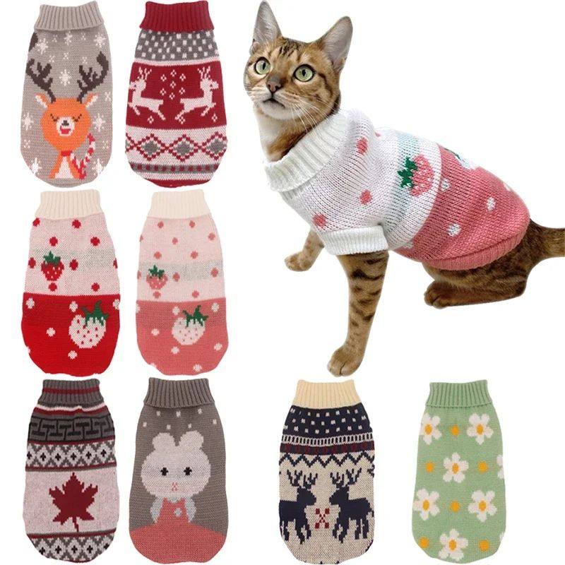 Pet Clothes for Small Medium Dogs Christmas Knitte Dog Sweat