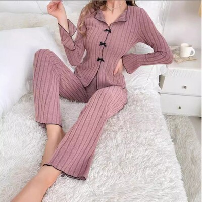 Pajamas Women's Two-piece Autumn And Winter Home Leisure Out