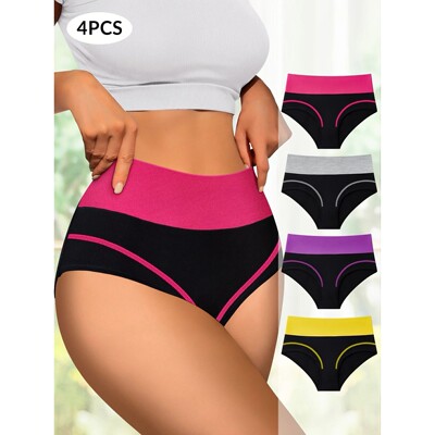 4 pcs High Waisted Tummy Tightening Women's Panties Fashiona