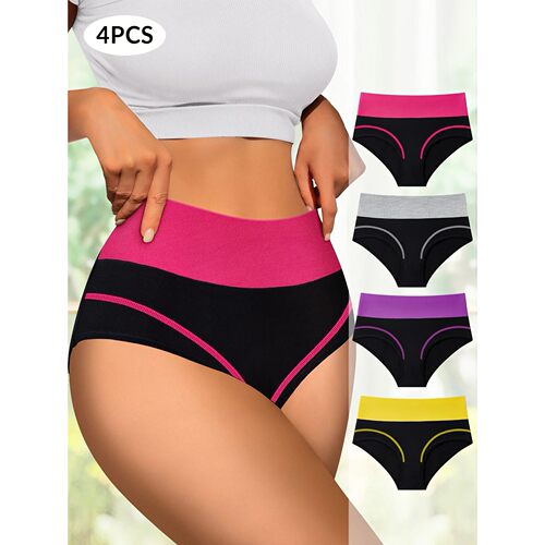 4 pcs High Waisted Tummy Tightening Women's Panties Fashiona