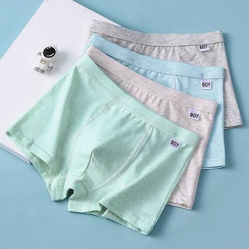 4pcs-Breathable Boys Cotton Underwear for Obese Teens Growin