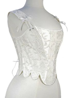 Fashion White Embossed Vintgae Petal Bodices Women Overbust