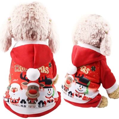 Christmas Pet Clothes Dog Hoodies Autumn Winter Warm Coat fo