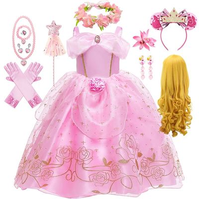 Aurora Pink Princess Dress Girl Sleeping Beauty Cosplay Cost