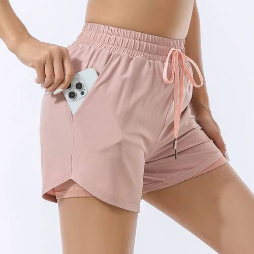 Loose sports shorts women's high-waisted double-layer anti-s