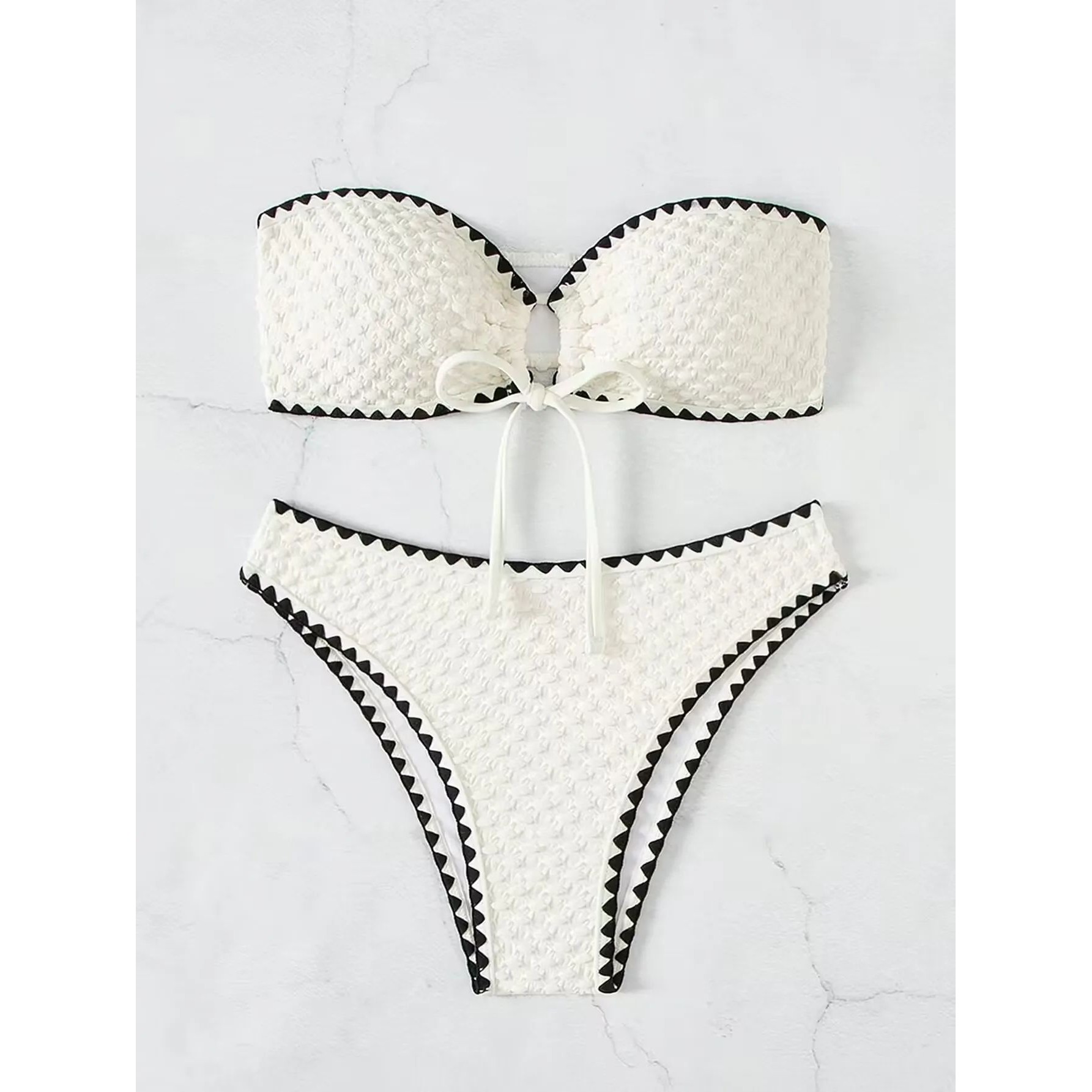 Swimwear White 2 Piece Strapless Swimsuit for Women Sexy Ban