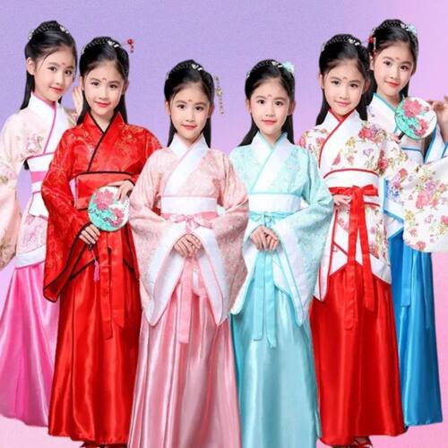 Chinese Folk Dance Clothes Vintage Traditional Hanfu for Gir