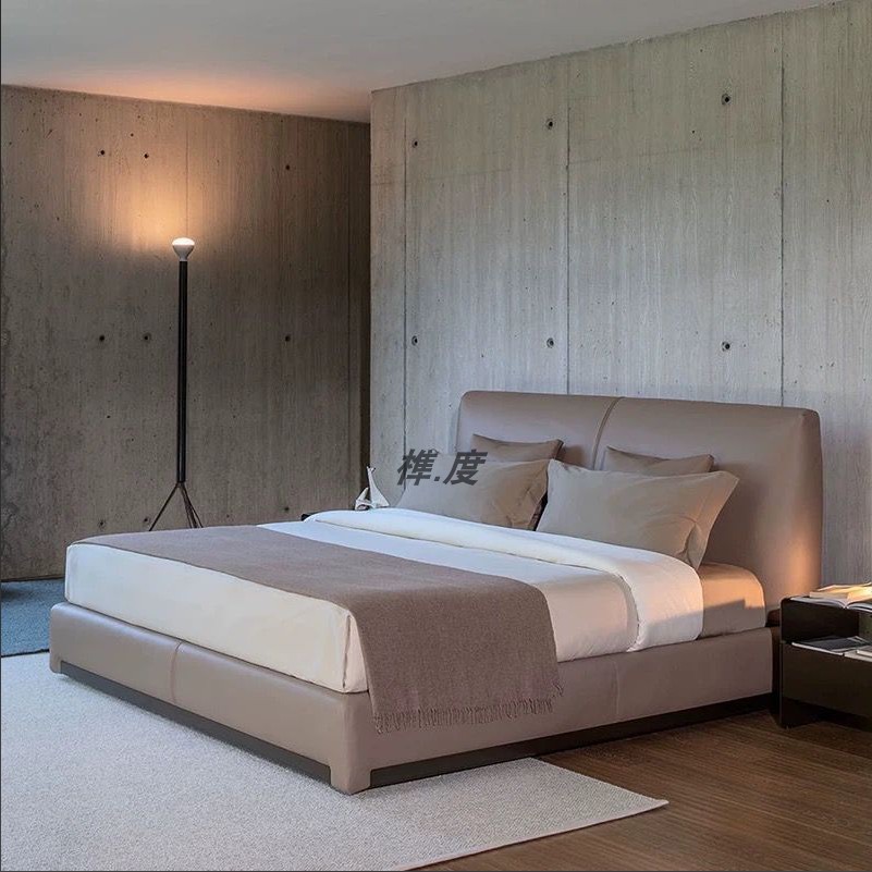 意式极简棉麻布艺床北欧简约主卧