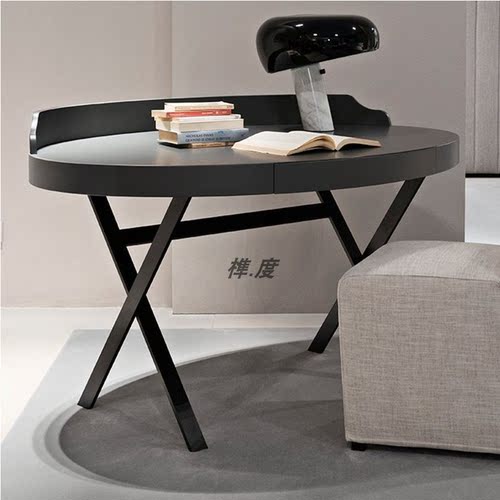 意式极简金属实木烤漆书桌