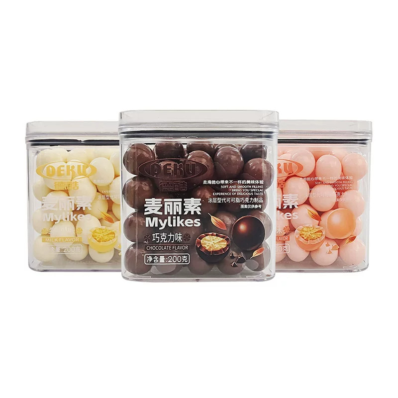 德酷巧克力草莓牛奶味麦丽素巧克力豆200g盒装怀旧休闲零食年货
