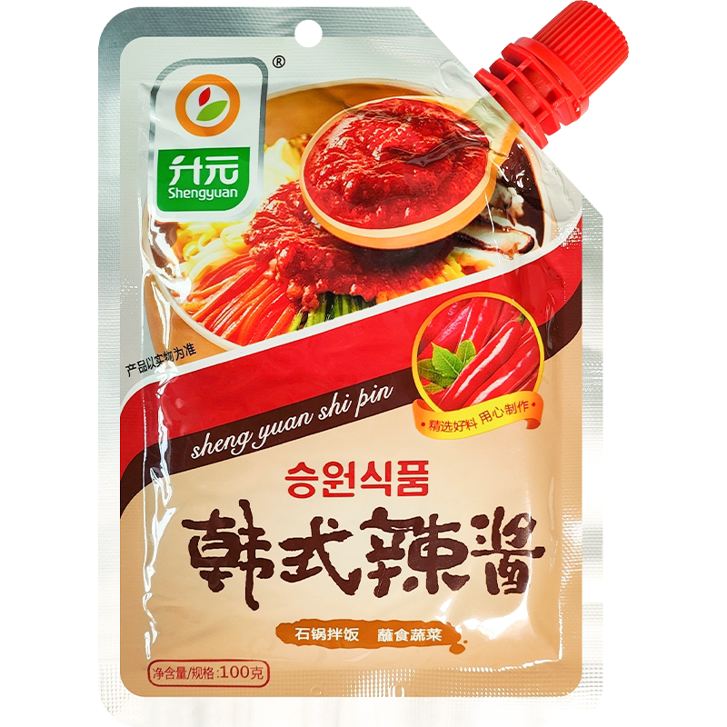 升元韩式拌面辣椒酱袋装100g韩式拌饭酱网红同款调味酱韩国料辣酱
