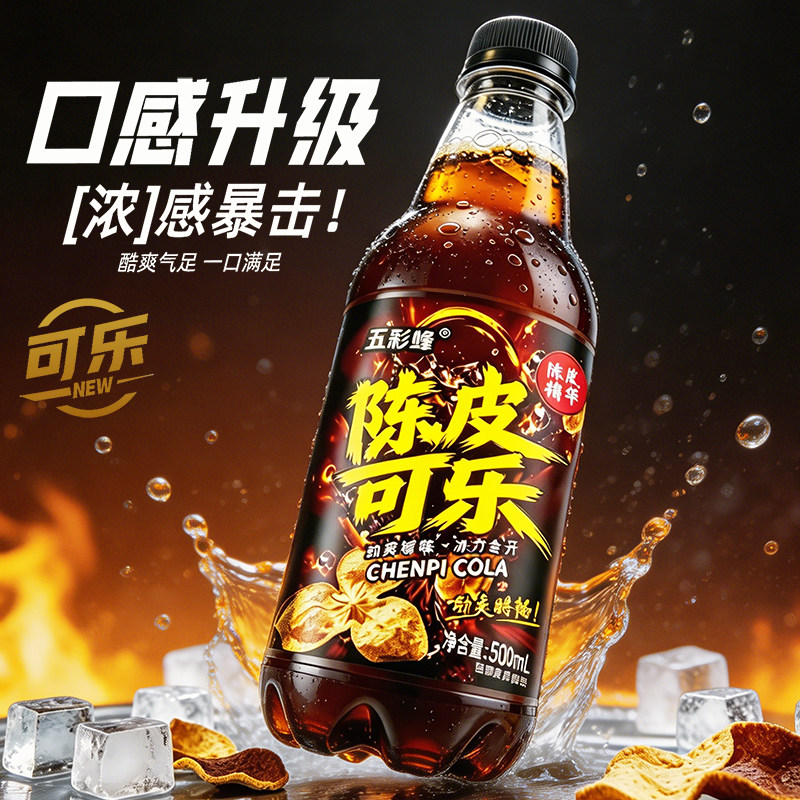 五彩蜂陈皮可乐500ml*9瓶汽水饮料夏日饮品小甜水陈皮汽水