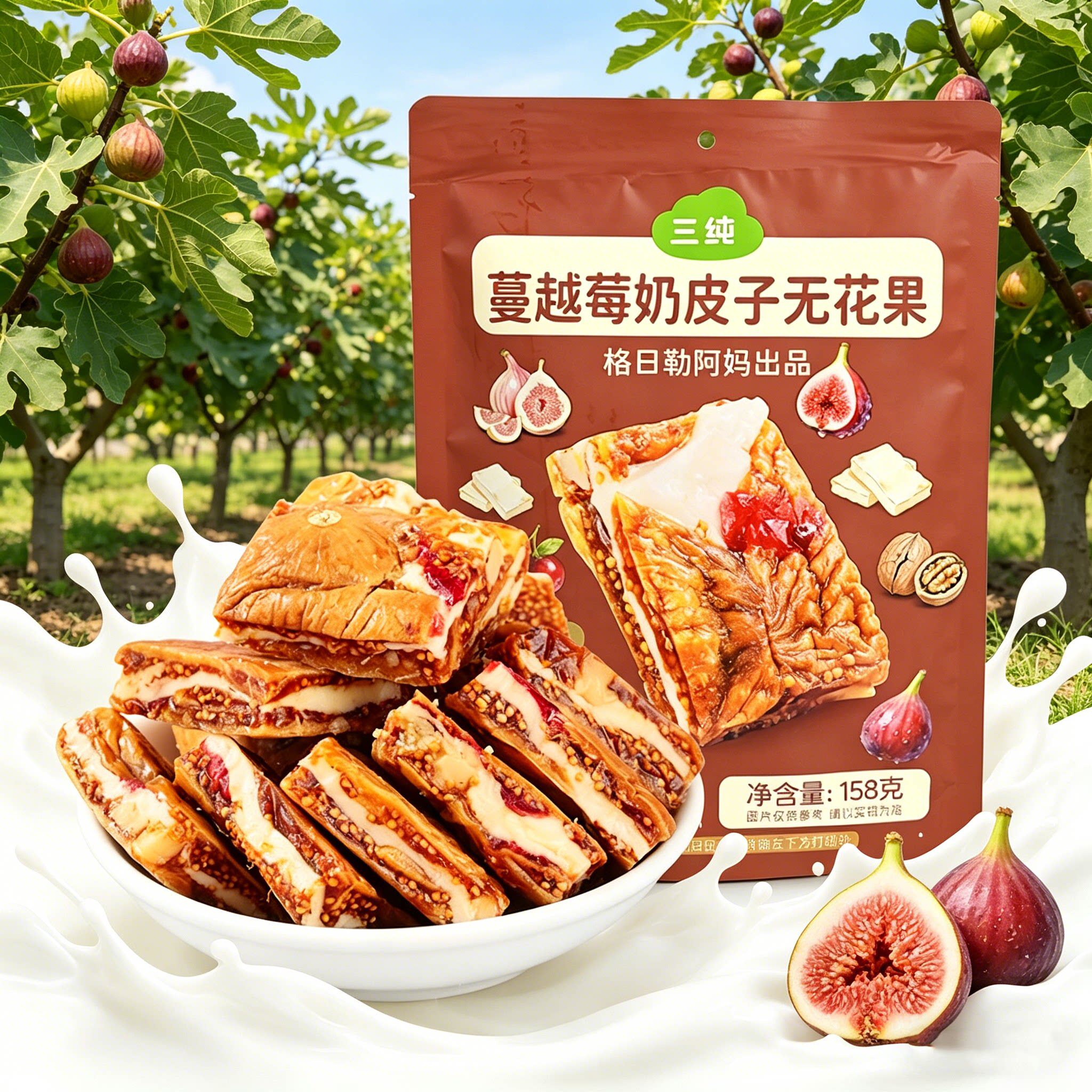 三纯蔓越莓干奶皮子无花果奶酪奶派独立包装果干核桃奶皮子零食