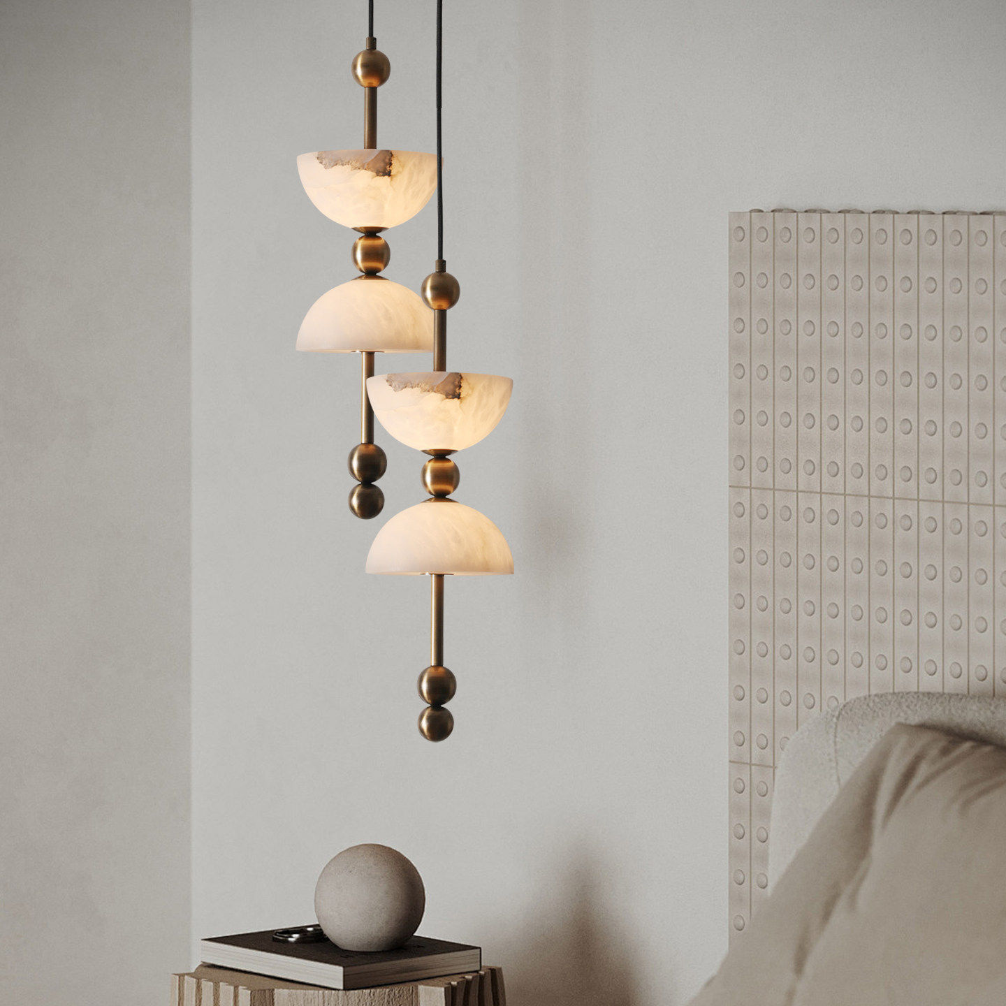 复古侘寂风样板房酒店仿云石小吊灯卧室床头背景墙餐厅玄关吧台灯