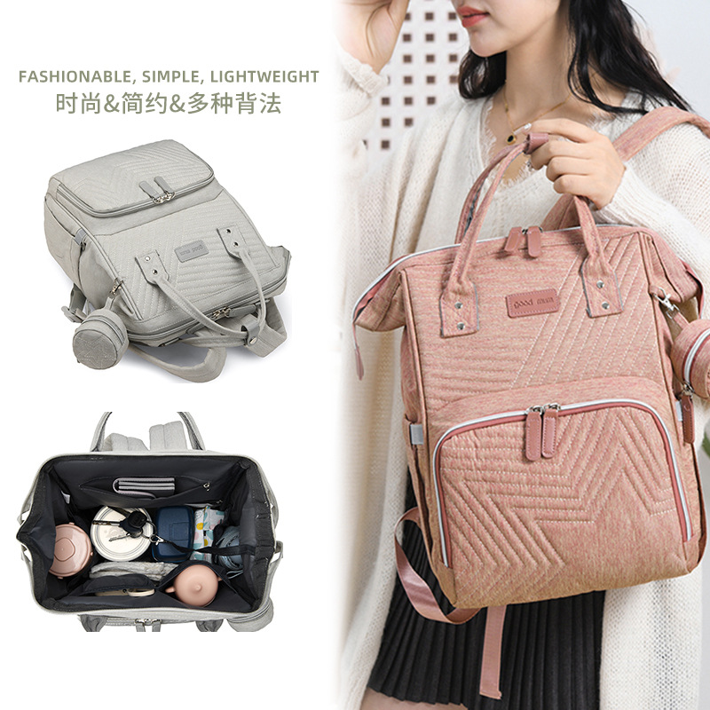 新款刺绣波浪纹母婴包奶嘴收纳妈咪包婴儿旅行轻便外出包干湿分离