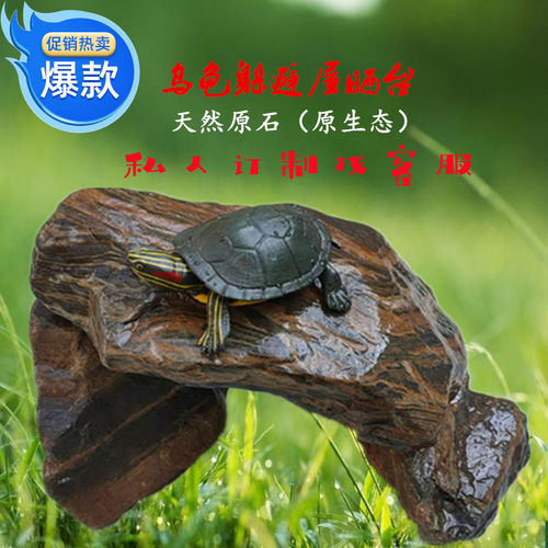 乌龟爬台晒背石龟缸深水晒台晒龟台躲避洞石头躲避屋爬宠天然石头 - 封面