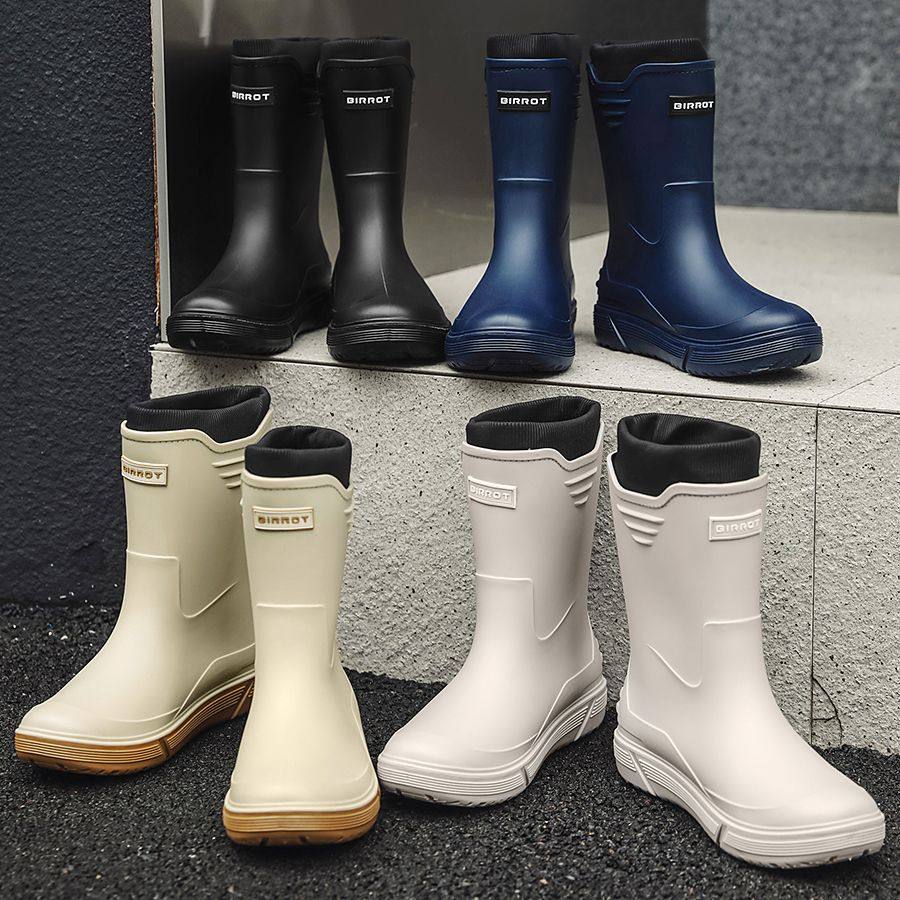 厨房防滑中筒男款雨靴防滑加绒一体雨鞋厨房加厚平底保暖防水耐磨