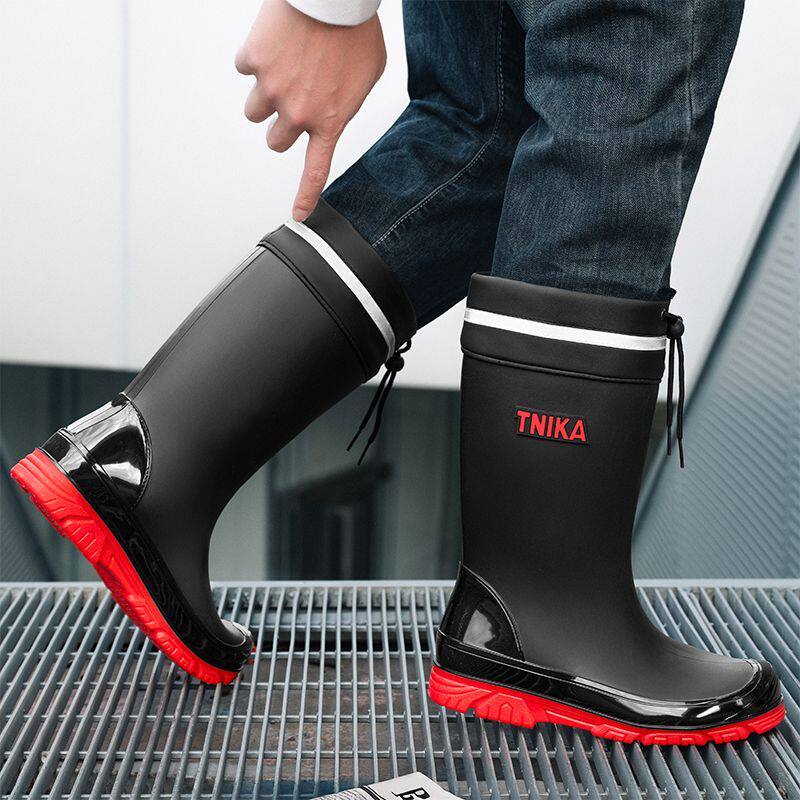 上海正牌男士男款雨鞋中筒水鞋时尚新款水靴防水户外钓鱼胶鞋雨靴