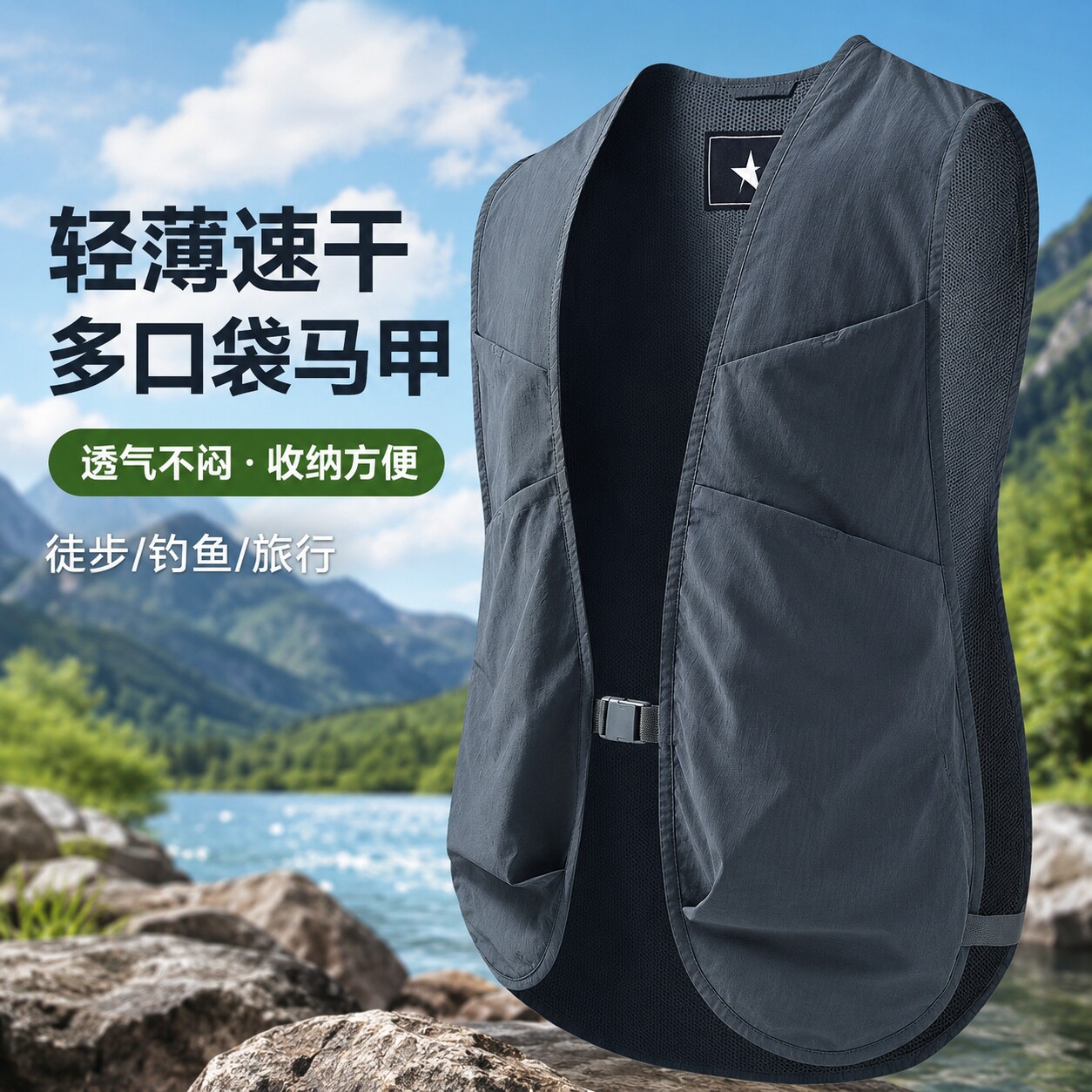 男女同款夏季新款马甲轻薄工装户外摄影机能休闲外套超薄速干背心