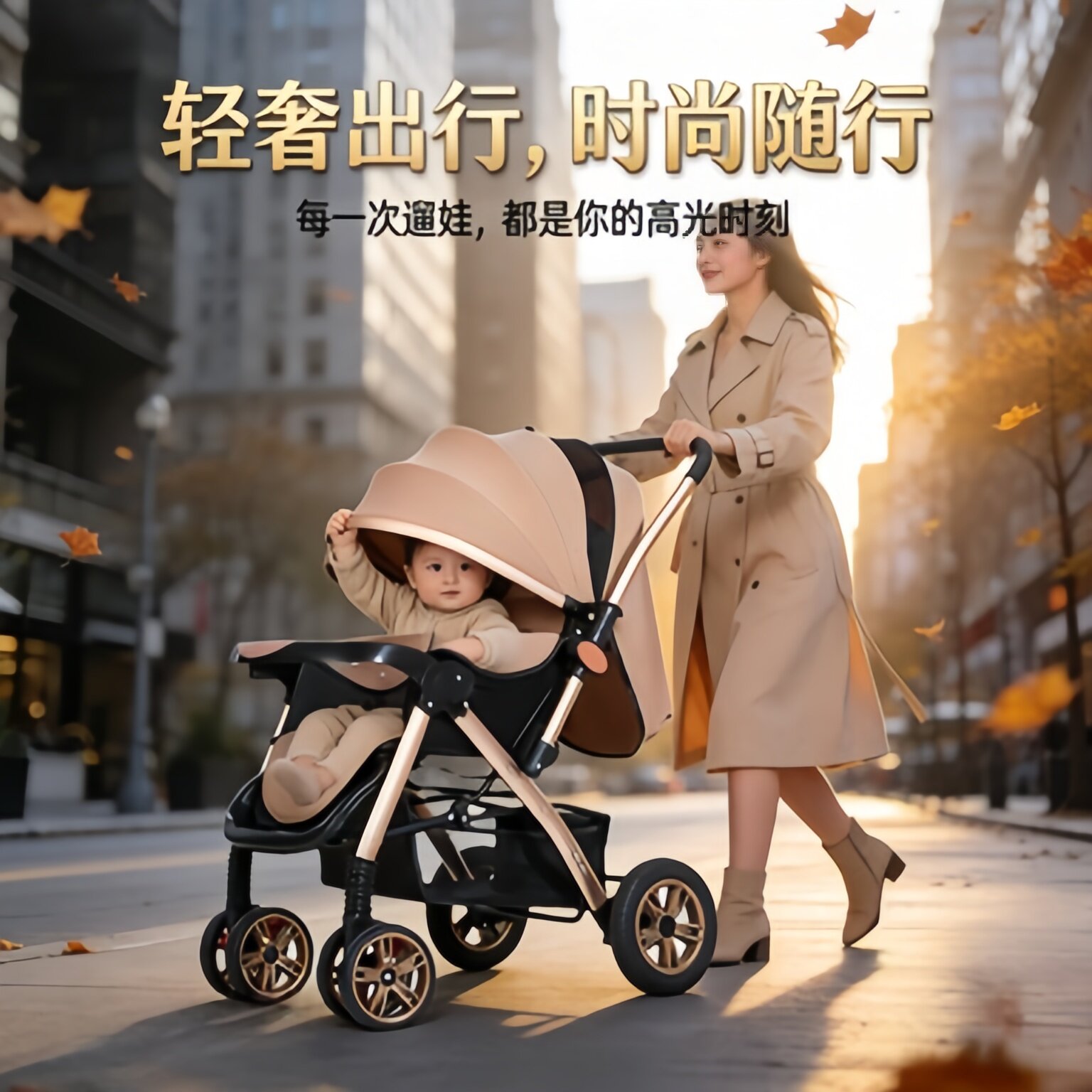 高景观婴儿推车可坐可躺轻便折叠宝宝伞车四轮避震婴儿车大轮童车