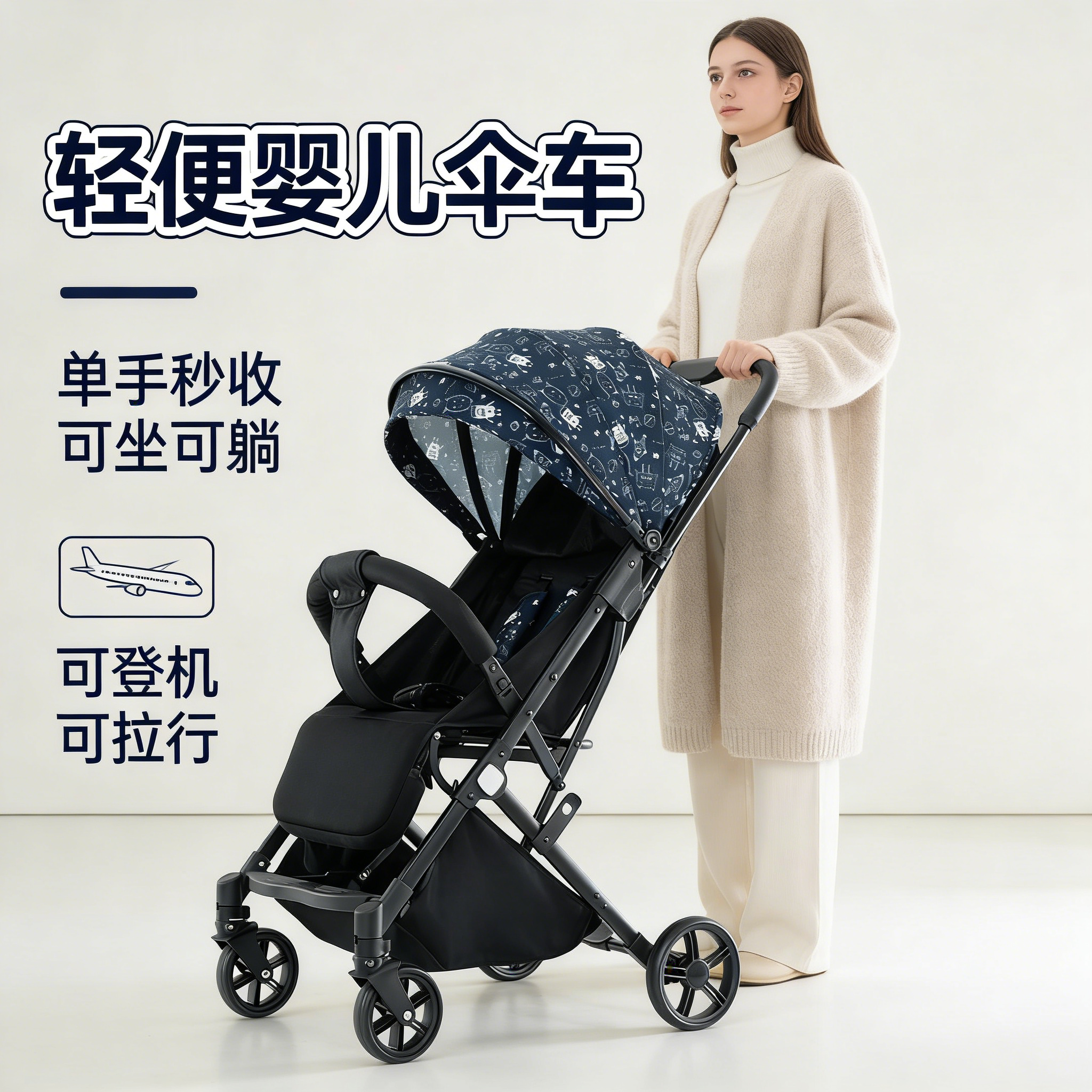 2025新款婴儿推车轻便可坐躺折叠