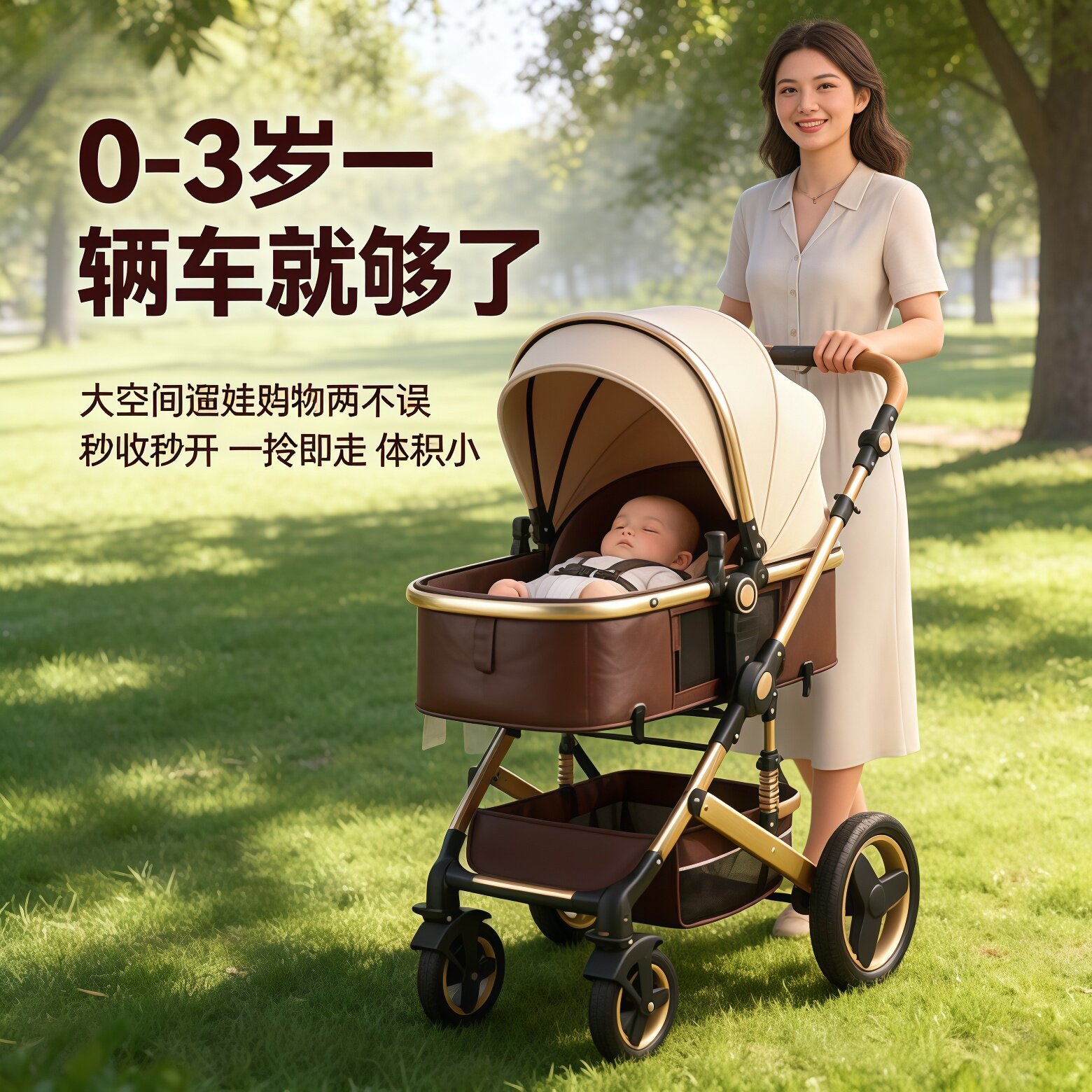 贝丽可婴儿车推车可坐可躺轻便双向高景观折叠避震新生儿宝宝推车