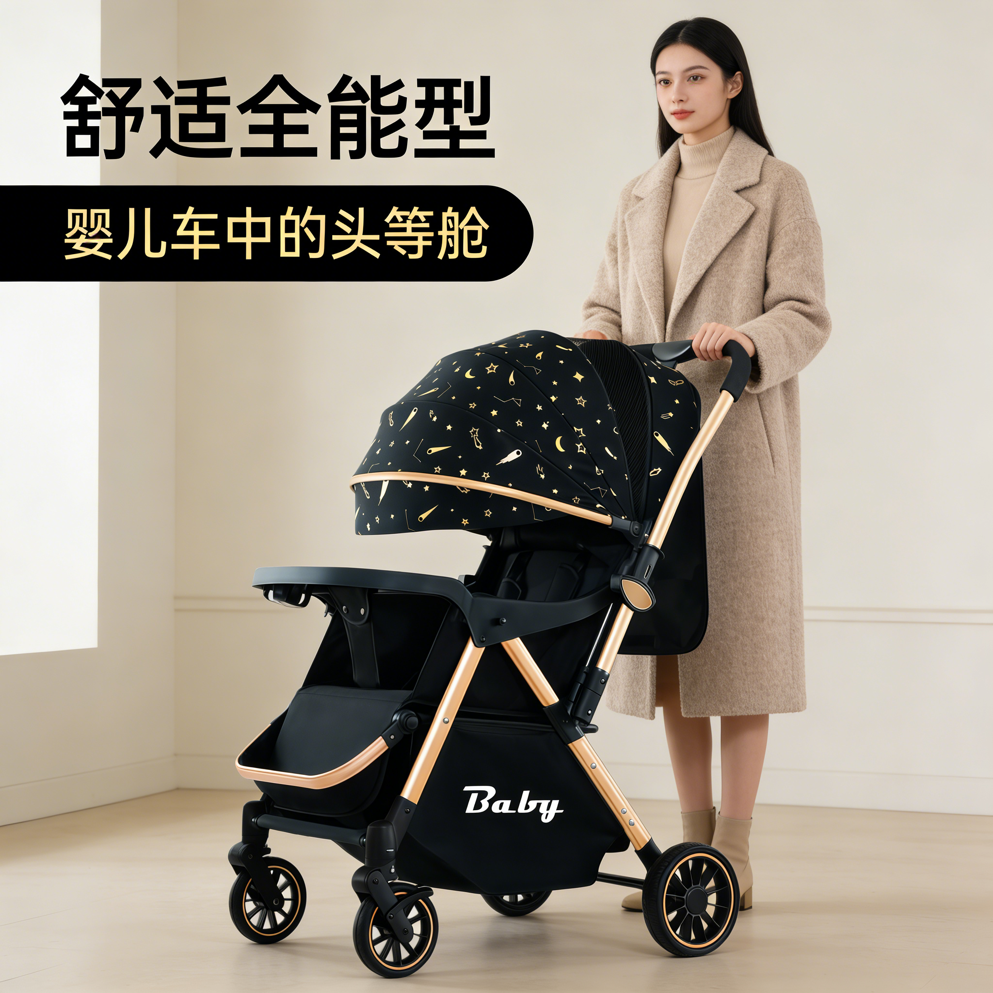 2025新款婴儿推车可折叠可推拉款