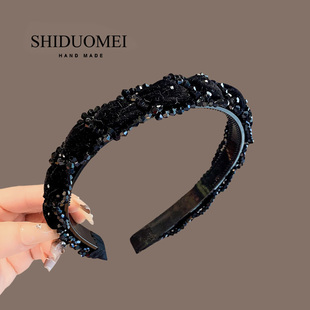 轻奢高级感仿水晶麻花辫发箍女网红气质压发带齿头箍百搭水钻发卡