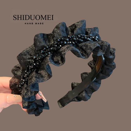 网纱褶皱荷叶边发箍女