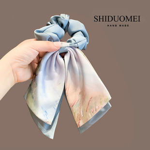 莫奈花园大蝴蝶结飘带发圈女高级感低马尾皮筋发绳头绳新中式 发饰