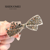 蝴蝶结发夹女2023年新款 气质满钻顶夹发卡水晶横夹刘海夹侧边夹女