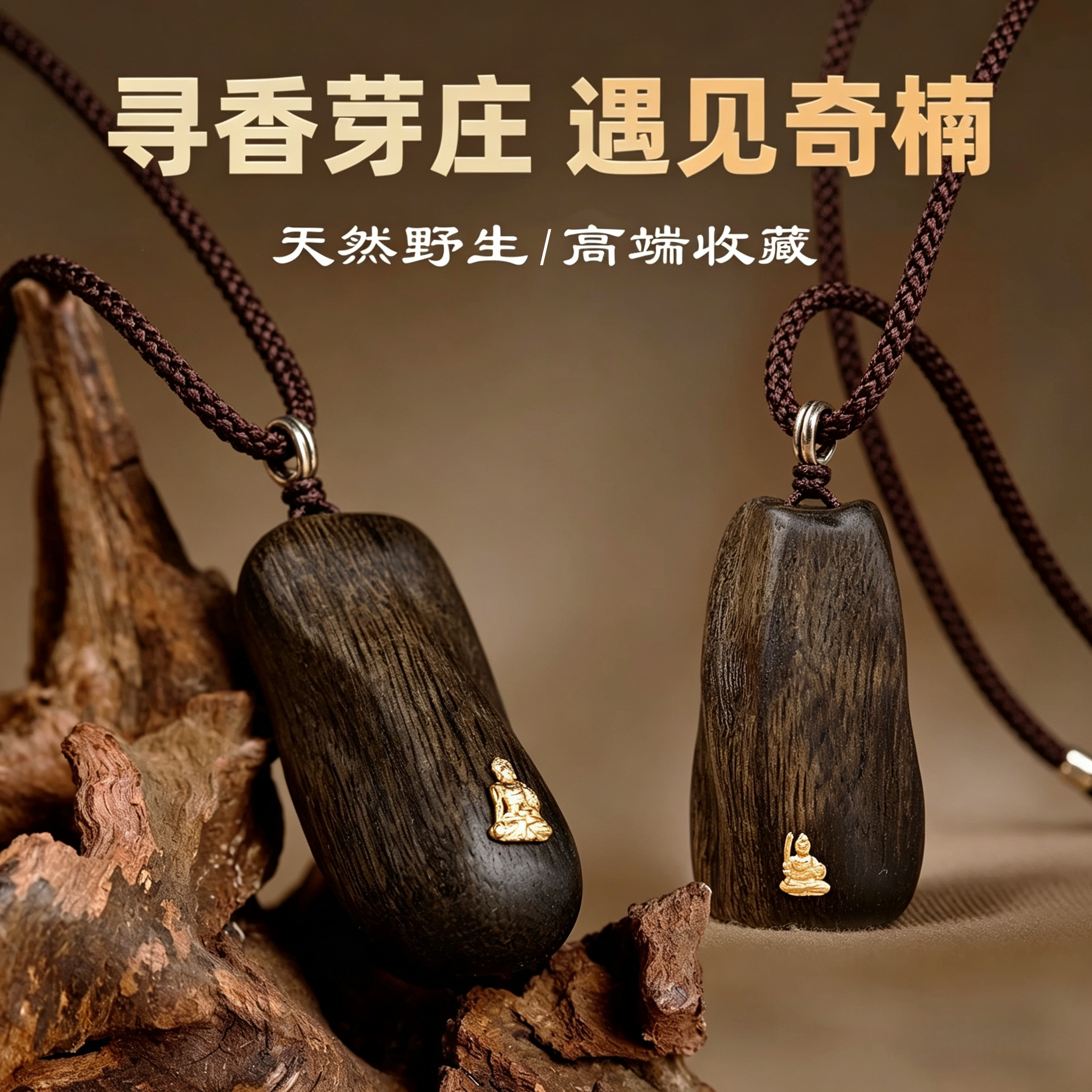 天然野芽庄白奇楠沉香吊坠生肖