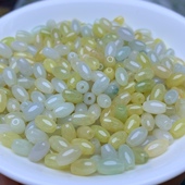 翡翠A货卡4.5mm乘7.5mm冰黄米珠路路通50颗