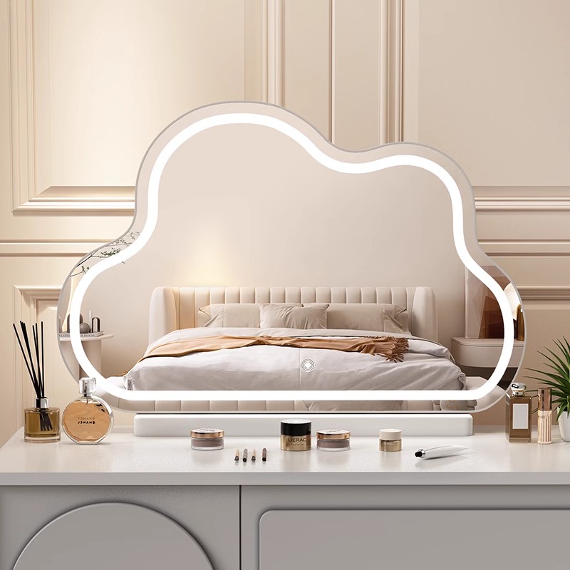 云朵化妆镜台式桌面梳妆台镜子主卧轻奢高级led灯智能补光美妆镜