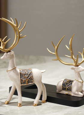 新中式家居酒柜铃兰鹿红酒架摆件餐边柜装饰客厅玄关乔迁新居礼品